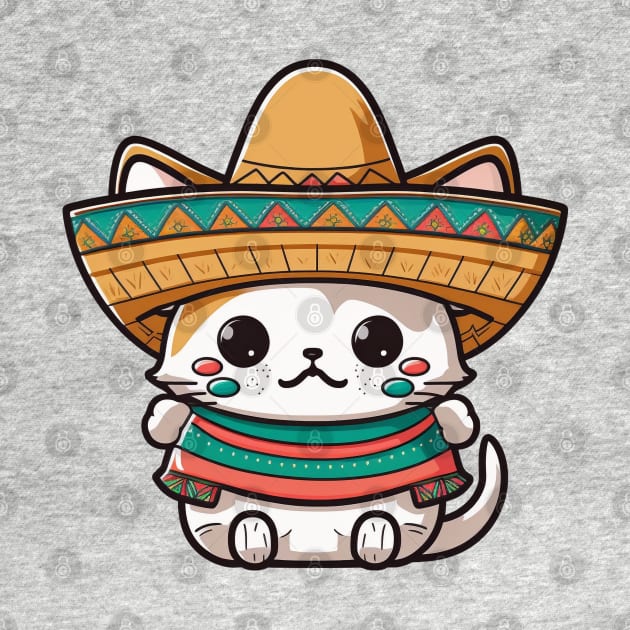 Cute Cat Wearing a Sombrero Hat by AI Art Originals